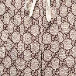 Pre Owned Gucci Brown GG Printed Jersey Pleated Midi Skirt XS