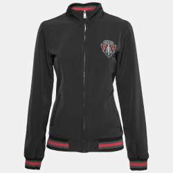 Pre Owned Gucci Equestrian Black Zip Front Jacket M