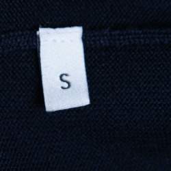 Pre Owned Gucci Navy Blue Wool & Lurex Web Stripe Trimmed Button Front Cardigan S