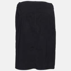 Pre Owned Gucci Black Wool Zip Detail Skirt S 