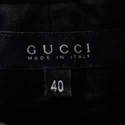 Pre Owned Gucci Black Wool Zip Detail Skirt S 