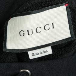 Pre Owned Gucci Black Cotton Printed Manifesto Oversized Hoodie L