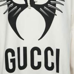 Pre Owned Gucci Cream Cotton Printed Manifesto Oversized Hoodie XXL