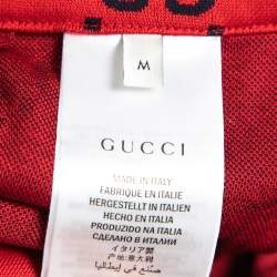 Pre Owned Gucci Red GG Jacquard Cotton Pleated Maxi Skirt M