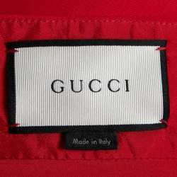Pre Owned Gucci Red Wool & Silk GG Buckled A-Line Skirt M
