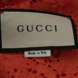 Gucci Orange Floral Lace Sleeveless V-Neck Top M