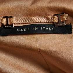 Pre Owned Gucci Copper Silk Pintuck Detail Zip Front Jacket L