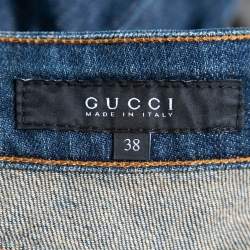 Pre Owned Gucci Blue Denim Flared Hem Jeans S
