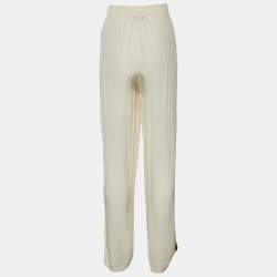 Gucci Cream Silk Side Stripes Jersey Track Pants L