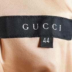 Pre Owned Gucci Salmon Pink Silk Pleated Skirt Suit M/L