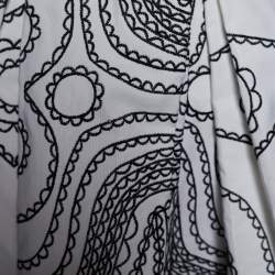 Pre Owned Gucci White And Black Printed Cotton Button Front Skirt L
