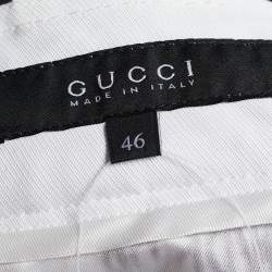 Pre Owned Gucci White And Black Printed Cotton Button Front Skirt L