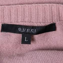 Pre Owned Gucci Pink Cashmere Crew Neck Long Sleeve Sweater L