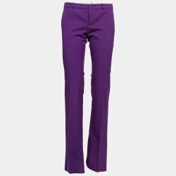 Pre Owned Gucci Purple Wool Flared Hem Trousers S