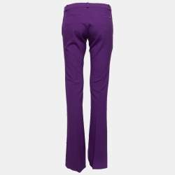 Pre Owned Gucci Purple Wool Flared Hem Trousers S
