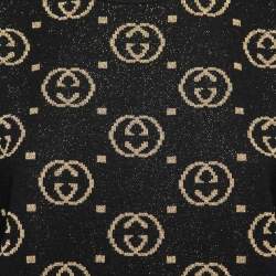 Pre Owned Gucci Black Jacquard Wool Crew Neck Sweater M