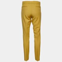 Pre Owned Gucci Yellow Ochre Wool Slim Fit Pants M/Waist - 34"