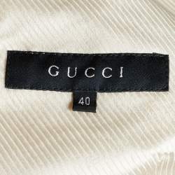 Pre Owned Gucci Cream Cotton & Silk Pleat Detail Blazer S