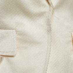 Pre Owned Gucci Cream Cotton & Silk Pleat Detail Blazer S