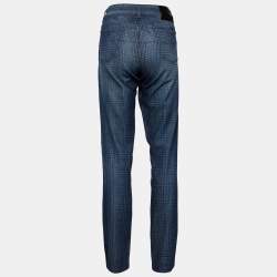 Gucci Dark Blue Houndstooth Print Denim New Leggings Fit Jeans M/Waist - 35.5"