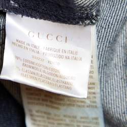 Gucci Dark Blue Houndstooth Print Denim New Leggings Fit Jeans M/Waist - 35.5"