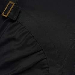 Pre Owned Gucci Black Cady Ruched Belt Detail Knee-Length Skirt S