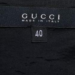 Pre Owned Gucci Black Cady Ruched Belt Detail Knee-Length Skirt S