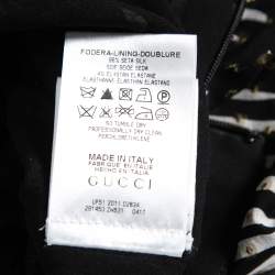 Pre Owned Gucci Black Monochrome Lurex Polka Dot Silk Pants M