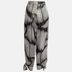 Pre Owned Gucci Black Monochrome Lurex Polka Dot Silk Pants M