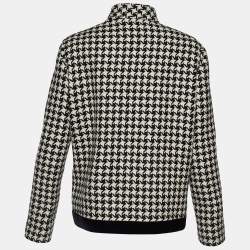 Pre Owned Gucci Monochrome Houndstooth Optical Tweed Button Front Jacket M