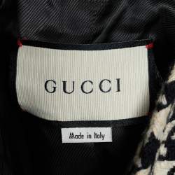 Pre Owned Gucci Monochrome Houndstooth Optical Tweed Button Front Jacket M