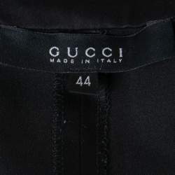 Pre Owned Gucci Black Cotton Overlay Detail Skirt M