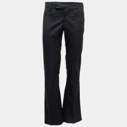 Pre Owned Gucci Black Silk Bootcut Leg Trousers M