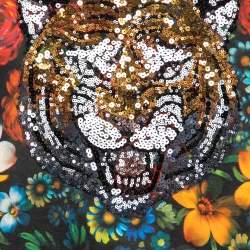 Pre Owned Gucci Multicolor Floral Printed Cotton Tiger Sequin Embellished Sweatshirt M