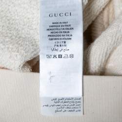 Pre Owned Gucci Cream Cotton Sequin Logo Embellished Hoodie M
