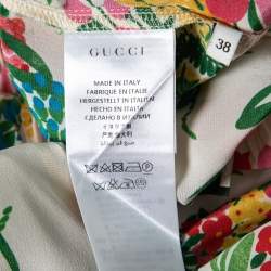 Pre Owned Gucci Multicolor Floral Print Silk Elastic Waist Pants S