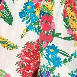 Pre Owned Gucci Multicolor Floral Print Silk Elastic Waist Pants S