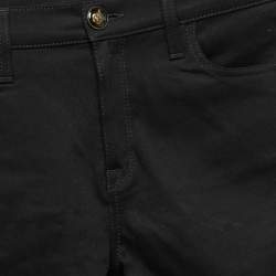 Pre Owned Gucci Black Stretch Denim Floral Embroidered Skinny Jeans S Waist 27"