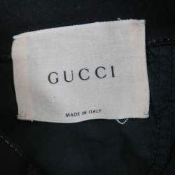 Pre Owned Gucci Black Stretch Denim Floral Embroidered Skinny Jeans S Waist 27"