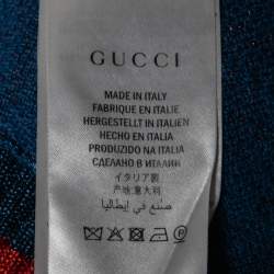 Pre Owned Gucci Blue GG Lurex jacquard Wool Round Neck Jumper L