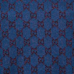 Pre Owned Gucci Blue GG Lurex jacquard Wool Round Neck Jumper L