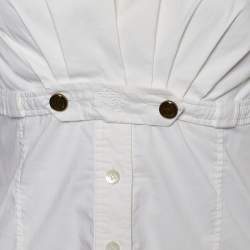 Pre Owned Gucci White Cotton Plunge Neck Blouse S