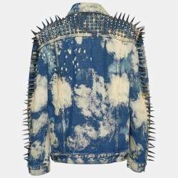 Gucci Blue Acid Wash Denim Studded Denim Jacket S