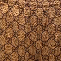 Pre Owned Gucci Light Brown GG Supreme Web Trim Track Pants S