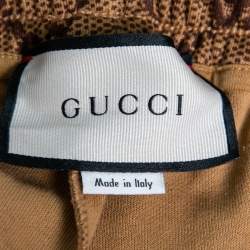 Pre Owned Gucci Light Brown GG Supreme Web Trim Track Pants S