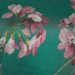 Pre Owned Gucci Green Blooms Print Modal Knit Trim Sweatshirt S