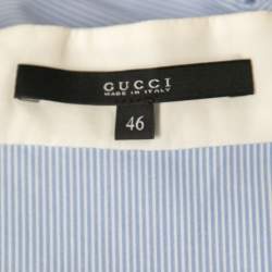 Gucci Blue Striped Cotton Contrast Paneled Long Sleeve Shirt L
