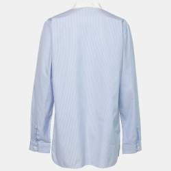 Gucci Blue Striped Cotton Contrast Paneled Long Sleeve Shirt L