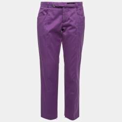 Pre Owned Gucci Purple Cotton Belted Trousers M   