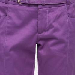 Pre Owned Gucci Purple Cotton Belted Trousers M   